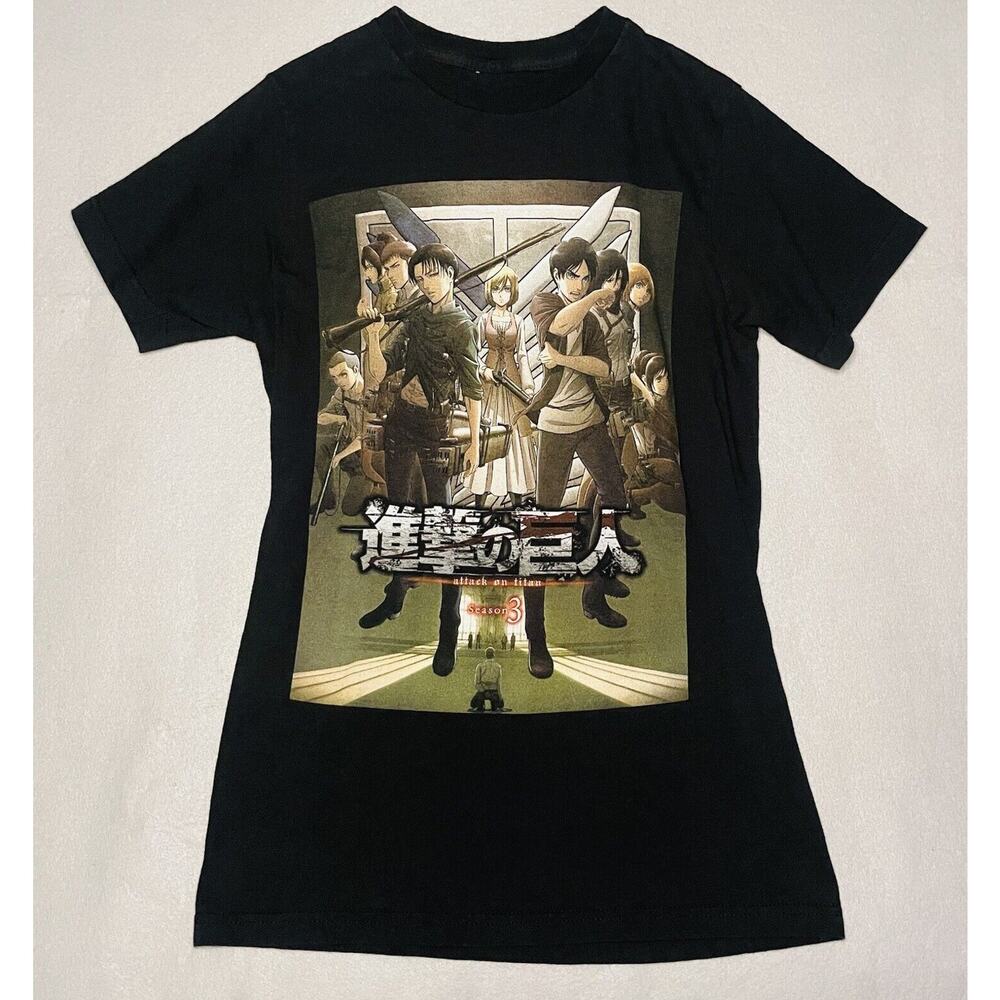 Attack On Titan Season 3 Ripple Junction Graphic T-Shirt Black Anime Men's Sz S
